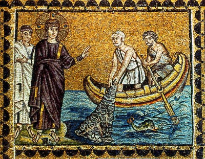 Chiamata di Simone e Andrea. Basilica di San Vitale, Ravenna